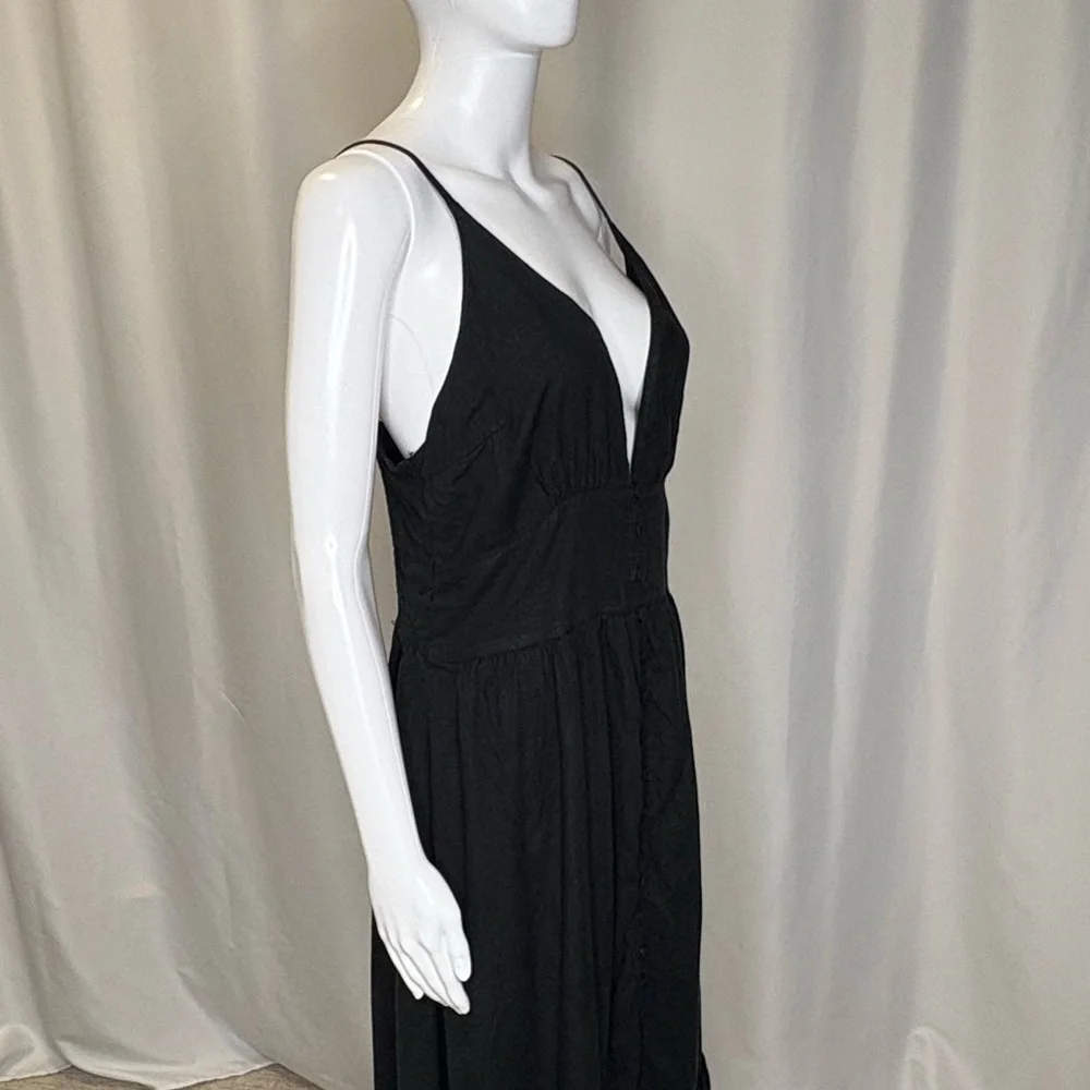 Abercrombie & Fitch Black Linen Blend Empire Sundress Size Large Tall Maxi Dress